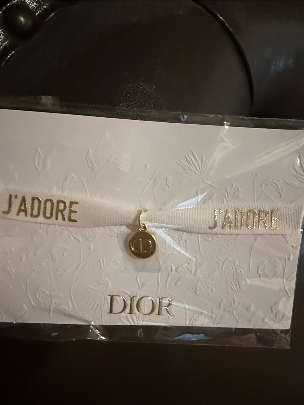 Dior White Ribbon Bracelet with Gold J'ADORE Charm